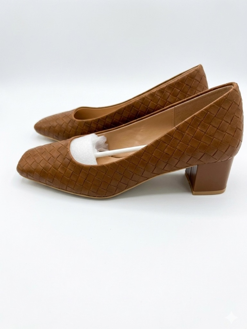 Woven Block Heel Pump in Brown - Picture 3 of 5